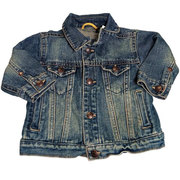 OshKosh B'gosh Baby 9 Months Denim Jean Trucker Jacket Blue Unisex Classic Snap - Picture 2 of 7